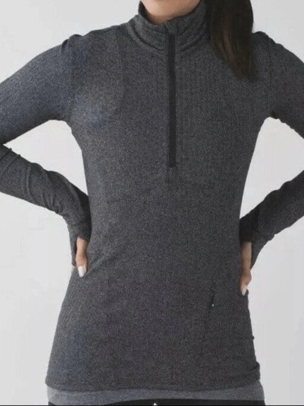 Lululemon Kanto Catch Me 1/2 Zip Quarter Henley Black Heathered Gray Size 2